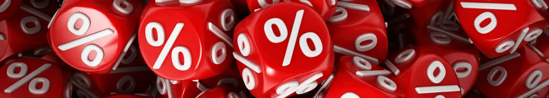 Angebote Rote Würfel mit Prozentzeichen