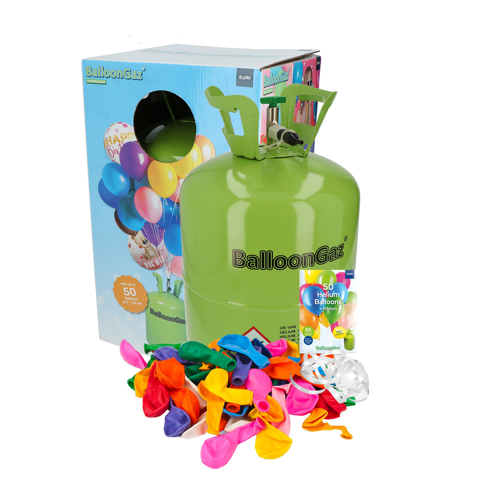 Ballongas Helium Einweg Flasche 50 -   Heliumflasche mit 50 Ballons