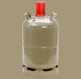 Gasflasche auf grauem Hintergrund