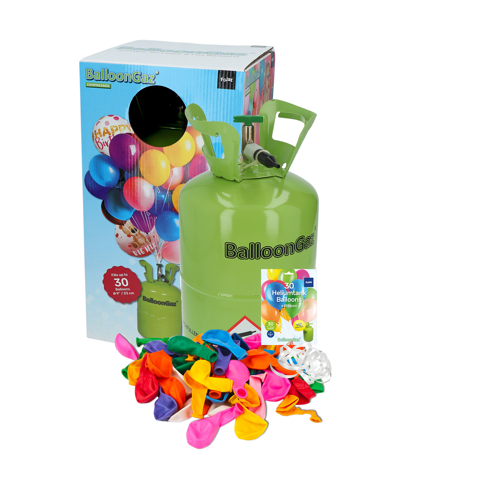 Ballongas Helium Einweg Flasche 30 -   Heliumflasche mit 30 Ballons